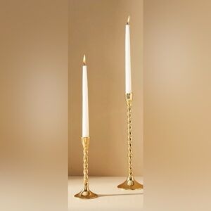 Anthropologie Lumiere Gold Candle Holders with Candles